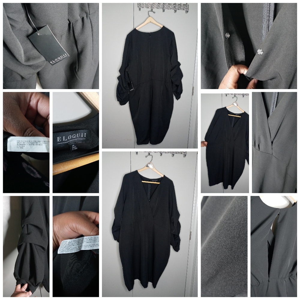 Eloquii Black Dress w/ Detailed Arms Size 24